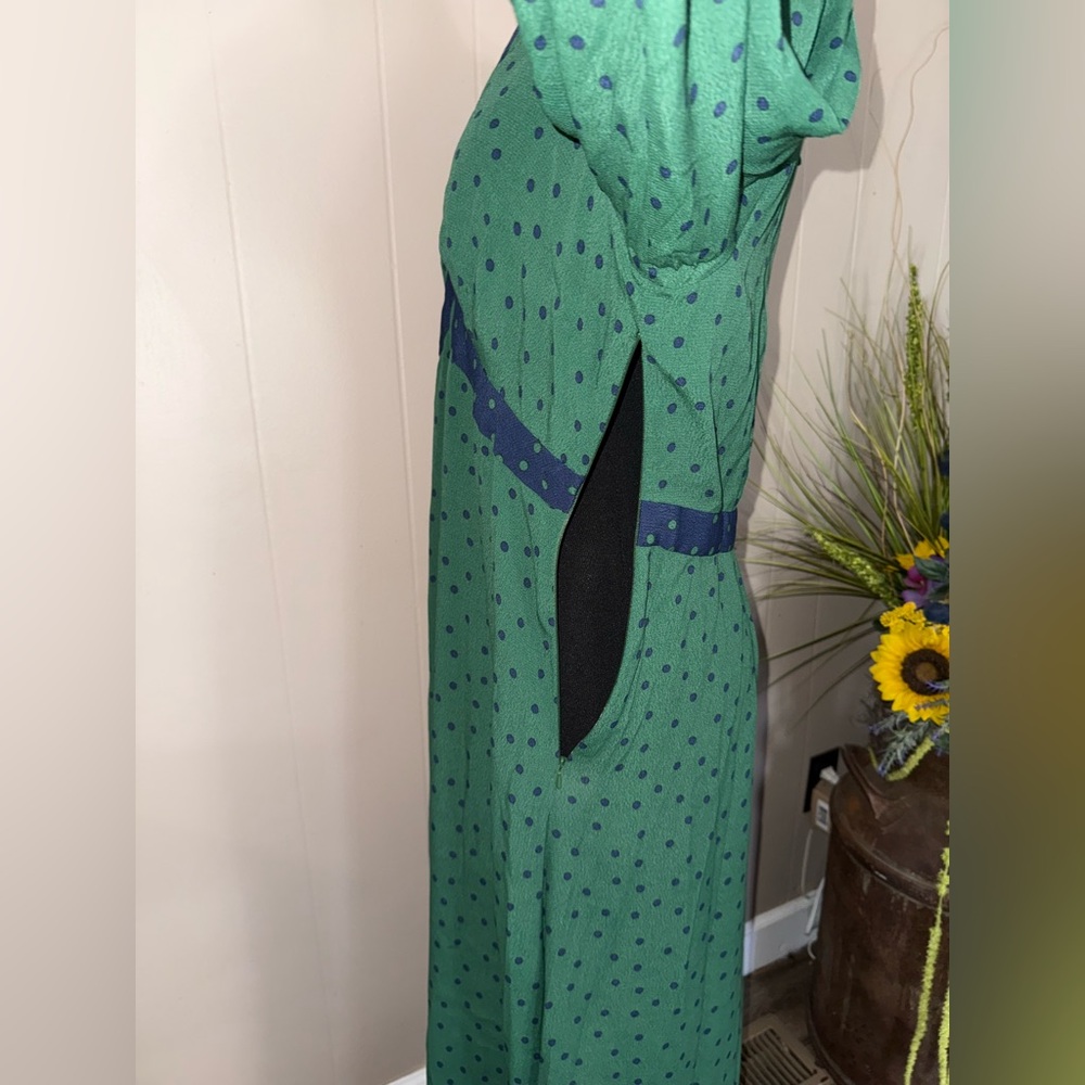 Boden Green Midi Dress with Navy Trim - Picture 14 of 16
